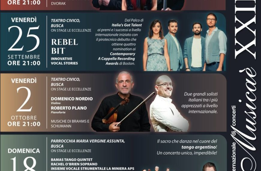 Quattro concerti per l’autunno 2026 di “Musicaè”